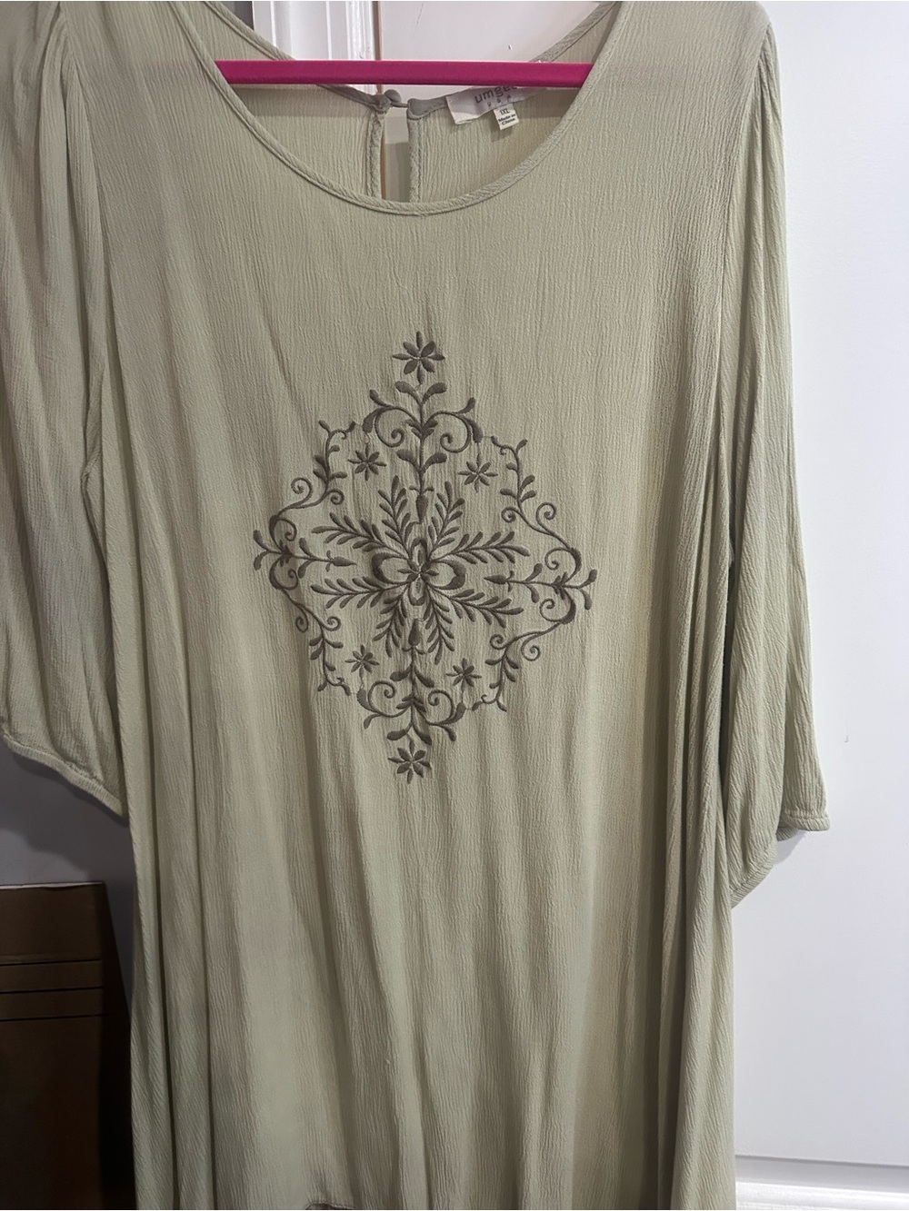 Umgee Sage Green Embroidered Mini Dress